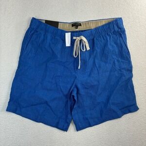 Banana Republic Linen Shorts Men L 35x8 Blue Summer Beach Casual Flat Front NWT